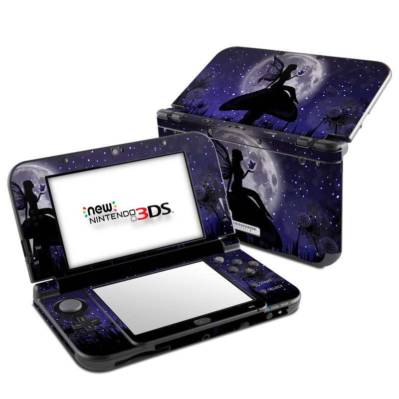 Nintendo 3DS LL Skin design of Purple, Sky, Moonlight, Cg artwork, Fictional character, Darkness, Night, Illustration, Space, Star, with black, blue, gray, purple colors