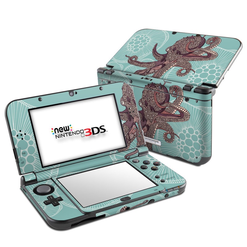 Nintendo 3DS LL Skin design of Illustration, Art, Elephants and Mammoths, Pattern, Graphic design, with gray, black, red, green colors