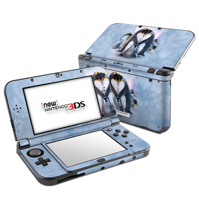 Nintendo 3DS LL Skin design of Bird, Vertebrate, Flightless bird, Penguin, Gentoo penguin, Emperor penguin, King penguin, Beak, Wildlife, Arctic, with gray, black, blue, purple colors