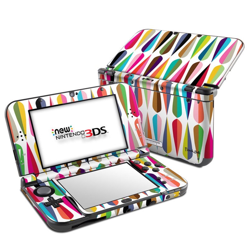 Nintendo 3DS LL Skin design of Colorfulness, Font, Pink, Magenta, Material property, Art, Symmetry, Circle, Pattern, Tints and shades, with white, blue, pink, purple, orange, red, yellow, green, purple colors