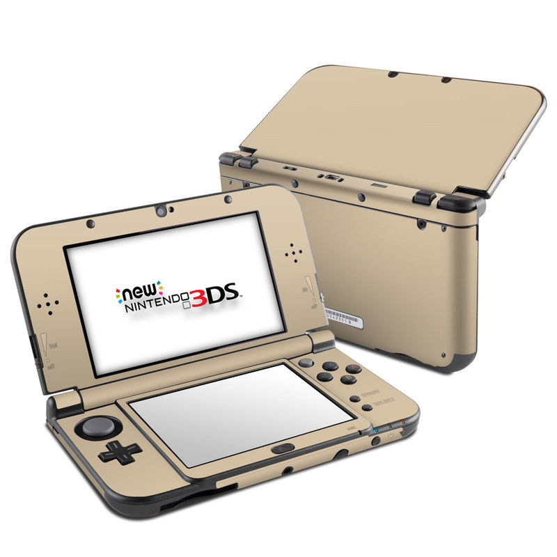 Nintendo 3DS LL Skin design of Brown, Beige, Pattern, Peach, Font, Rectangle, Event, Brand, Circle, with brown, yellow colors