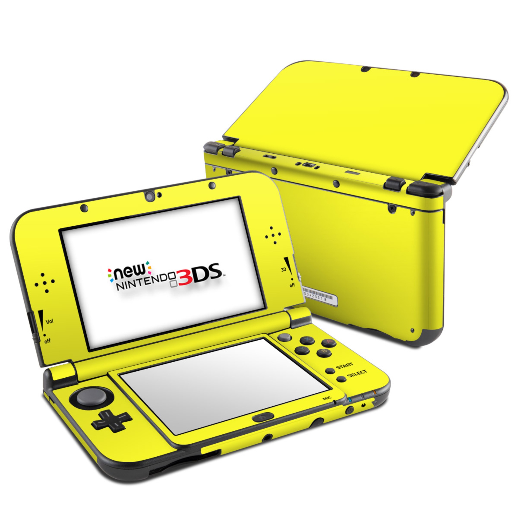 Nintendo 3DS LL Skin design of Yellow, Font, Electric blue, Peach, Pattern, Magenta, with yellow colors