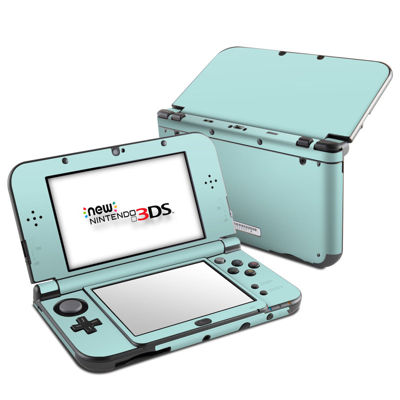 Nintendo 3DS LL Skin design of Green, Blue, Aqua, Turquoise, Teal, Azure, Text, Daytime, Yellow, Sky, with blue colors
