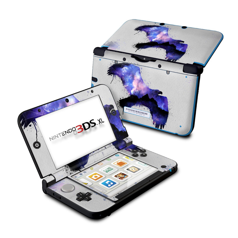 Nintendo 3DS XL Original Skin design of Blue, Watercolor paint, Purple, Water, Graphic design, Illustration, Art, Ink, Painting, Electric blue, with gray, white, blue, black, purple colors