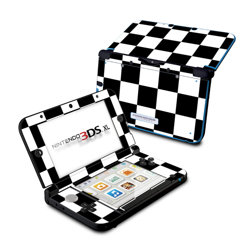 Nintendo 3DS XL Original Skin design of Black, Photograph, Games, Pattern, Indoor games and sports, Black-and-white, Line, Design, Recreation, Square with black, white colors
