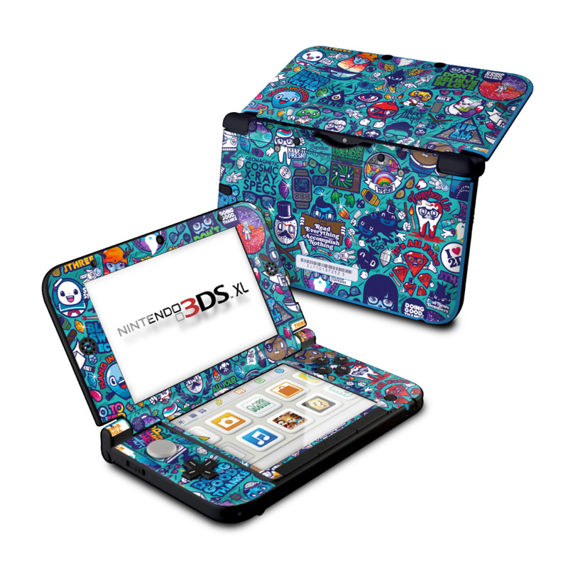 Nintendo 3DS XL Original Skin design of Art, Visual arts, Illustration, Graphic design, Psychedelic art with blue, black, gray, red, green colors