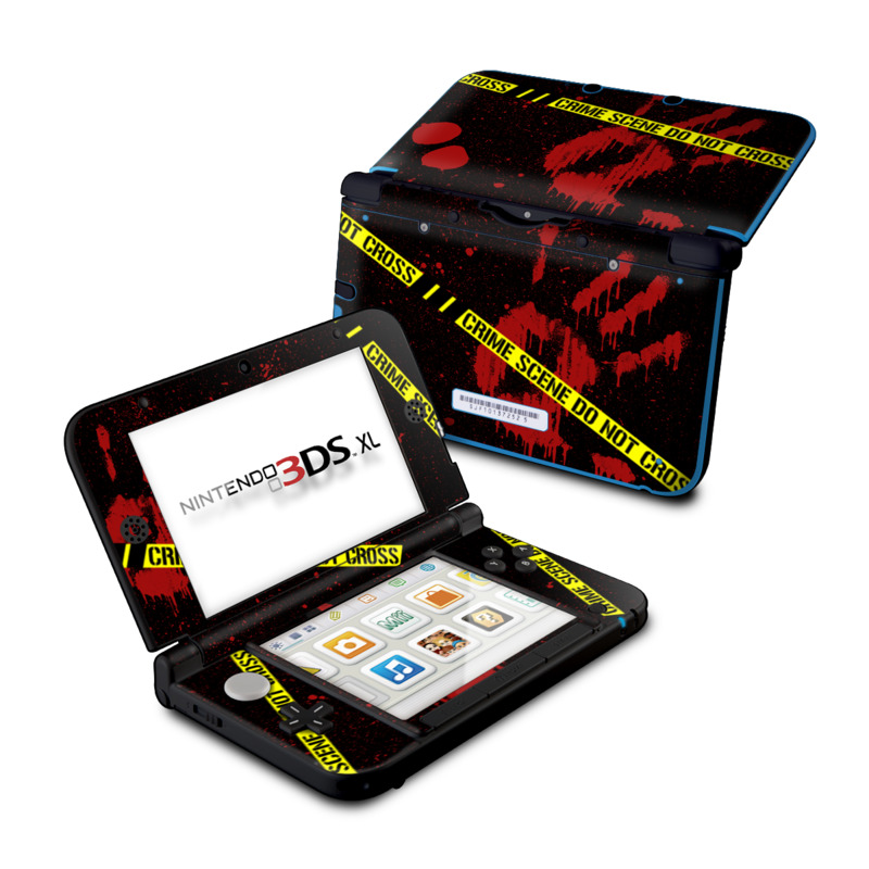 Nintendo 3DS XL Original Skin design of Red, Black, Font, Text, Logo, Graphics, Graphic design, Room, Carmine, Fictional character, with black, red, green colors