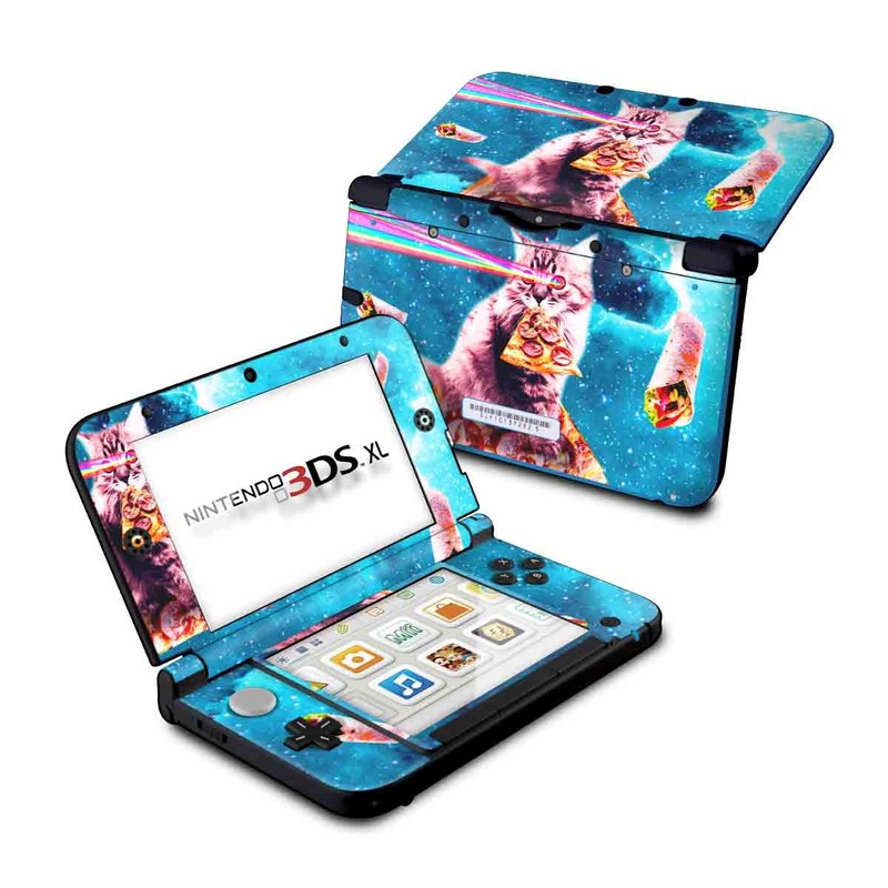 Nintendo 3DS XL Original Skin design of Illustration, Organism, Graphic design, Art, Space, Fictional character, Extreme sport, Graphics, with blue, white, gray, yellow, red, orange colors