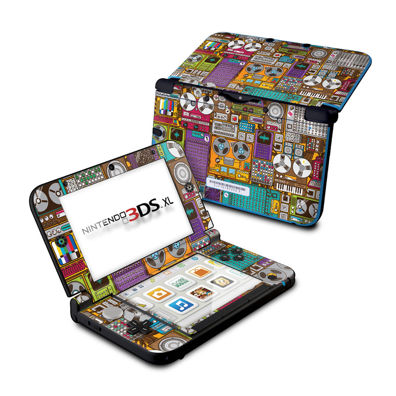 Nintendo 3DS XL Original Skin design of Games, Pc game, Design, Pattern, Screenshot, Art, with gray, black, red, green, blue, purple colors