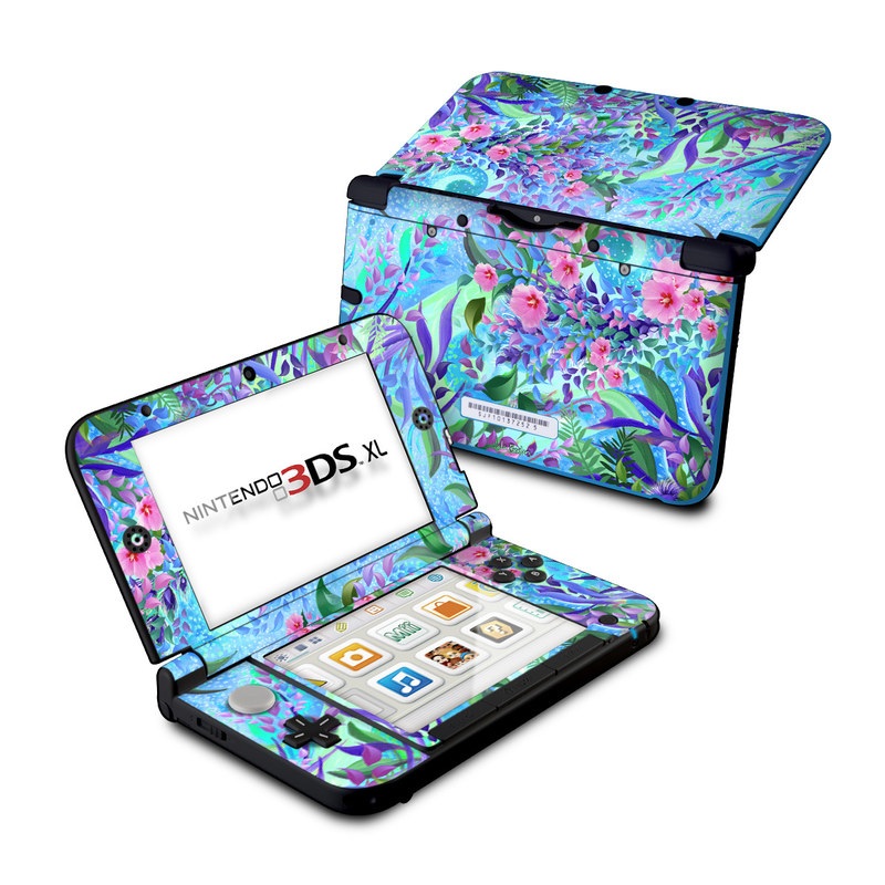 Nintendo 3DS XL Original Skin design of Psychedelic art, Pattern, Lilac, Purple, Art, Pink, Design, Fractal art, Visual arts, Organism with gray, blue, purple colors
