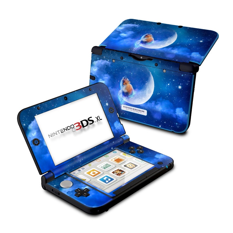 Nintendo 3DS XL Original Skin design of Sky, Atmosphere, Astronomical object, Outer space, Space, Universe, Illustration, Nebula, Galaxy, Fictional character, with blue, black, gray colors