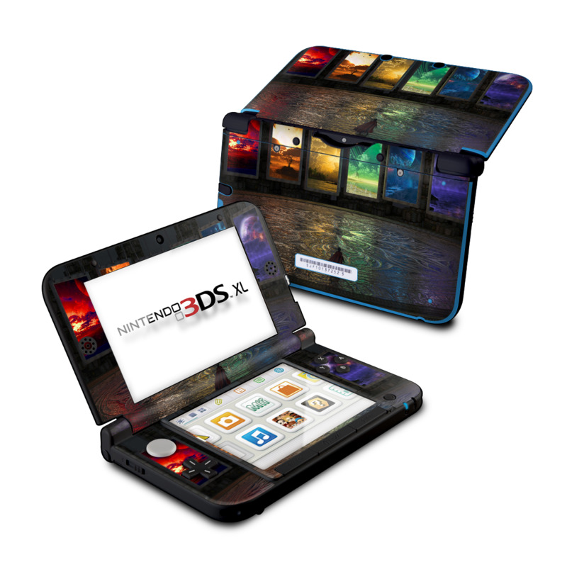 Nintendo 3DS XL Original Skin design of Light, Lighting, Water, Sky, Technology, Night, Art, Geological phenomenon, Electronic device, Glass with black, red, green, blue colors