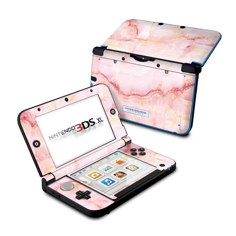 Nintendo 3DS XL Original Skin design of Pink, Peach with white, pink, red, yellow, orange colors
