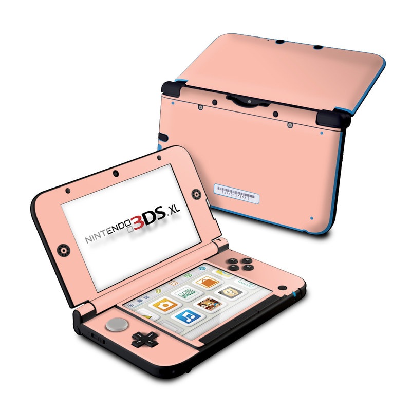 Nintendo 3DS XL Original Skin design of Orange, Pink, Peach, Brown, Red, Yellow, Material property, Font, Beige with pink colors