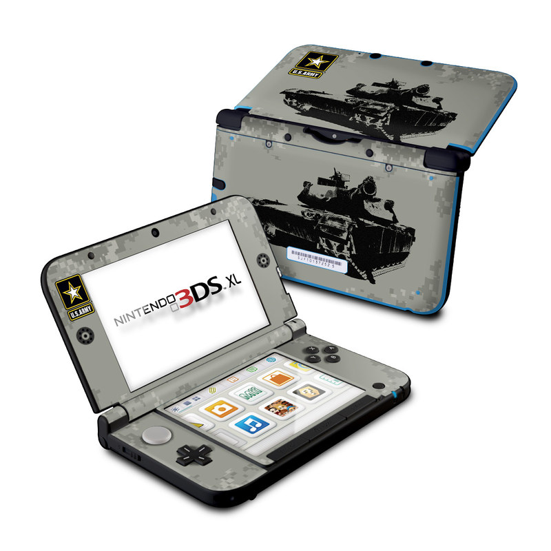 Nintendo 3DS XL Original Skin design of Tank, Combat vehicle, Vehicle, Self-propelled artillery, Military vehicle, Churchill tank, Design, Armored car, Illustration, Military with gray, black colors