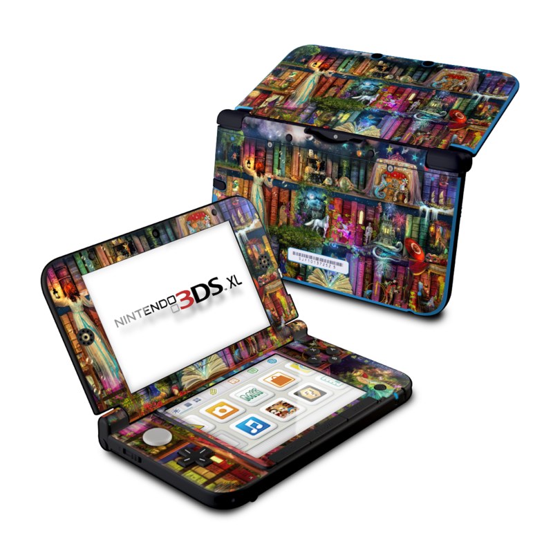 Nintendo 3DS XL Original Skin design of Painting, Art, Theatrical scenery with black, red, gray, green, blue colors