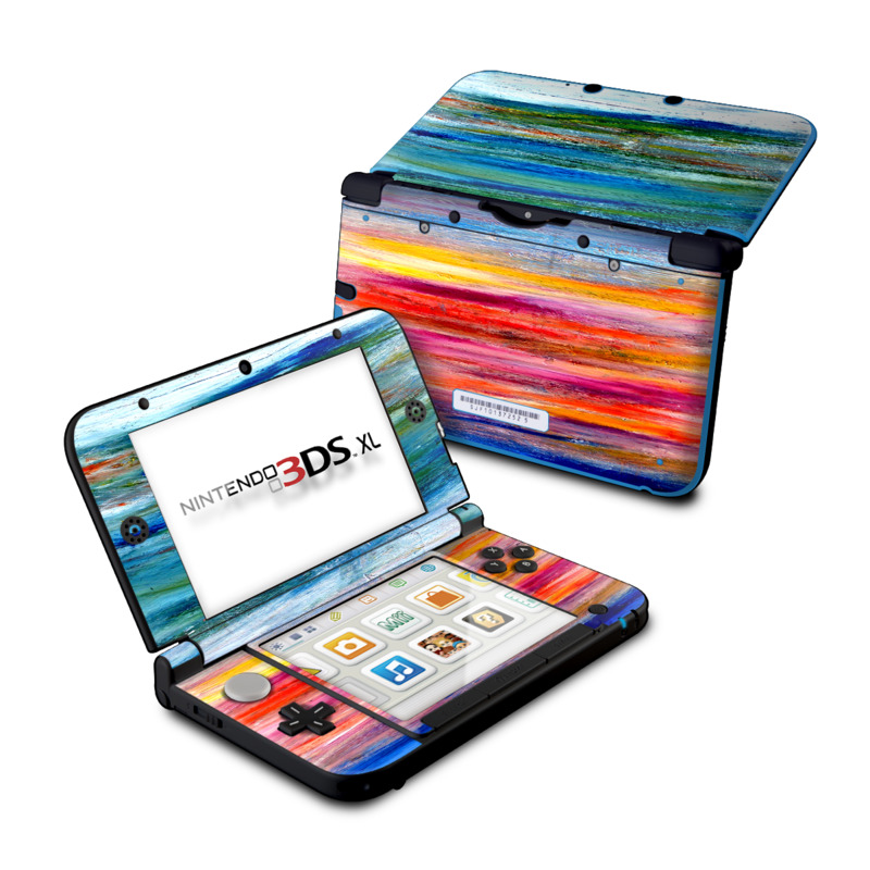 Nintendo 3DS XL Original Skin design of Sky, Painting, Acrylic paint, Modern art, Watercolor paint, Art, Horizon, Paint, Visual arts, Wave with gray, blue, red, black, pink colors