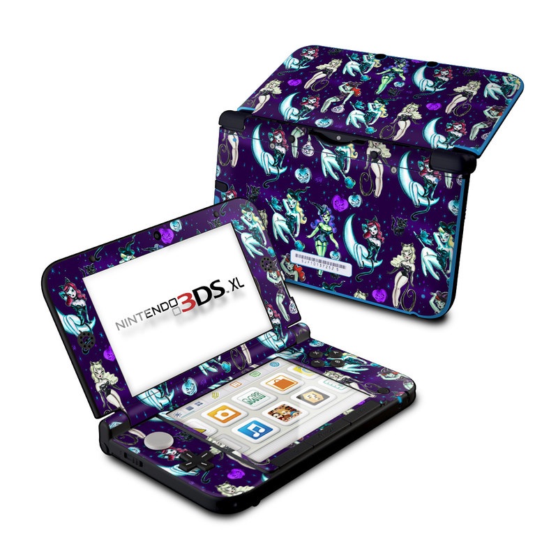 Nintendo 3DS XL Original Skin design of Illustration, Cartoon, Violet, Art, Fictional character, Graphic design, Fiction, Visual arts, Style, Graphics with blue, green, white, yellow, red, purple colors