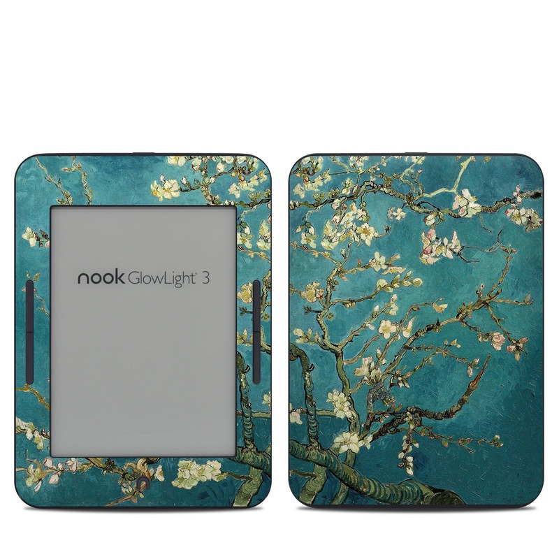 Barnes & Noble NOOK GlowLight 3 Skin design of Tree, Branch, Plant, Flower, Blossom, Spring, Woody plant, Perennial plant with blue, black, gray, green colors