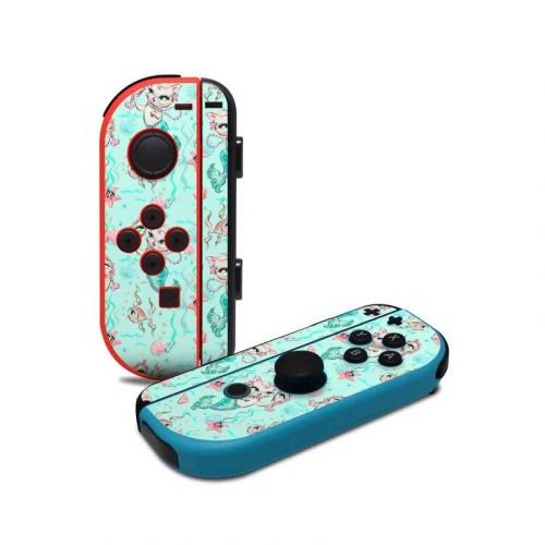 Merkittens with Pearls Aqua Nintendo Switch Joy-Con Controller Skin