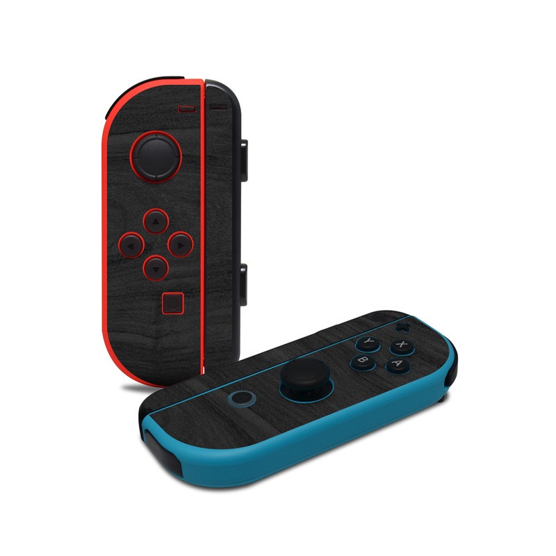 Nintendo Switch JoyCon Controller Skin design of Black, Brown, Wood, Grey, Flooring, Floor, Laminate flooring, Wood flooring, with black colors