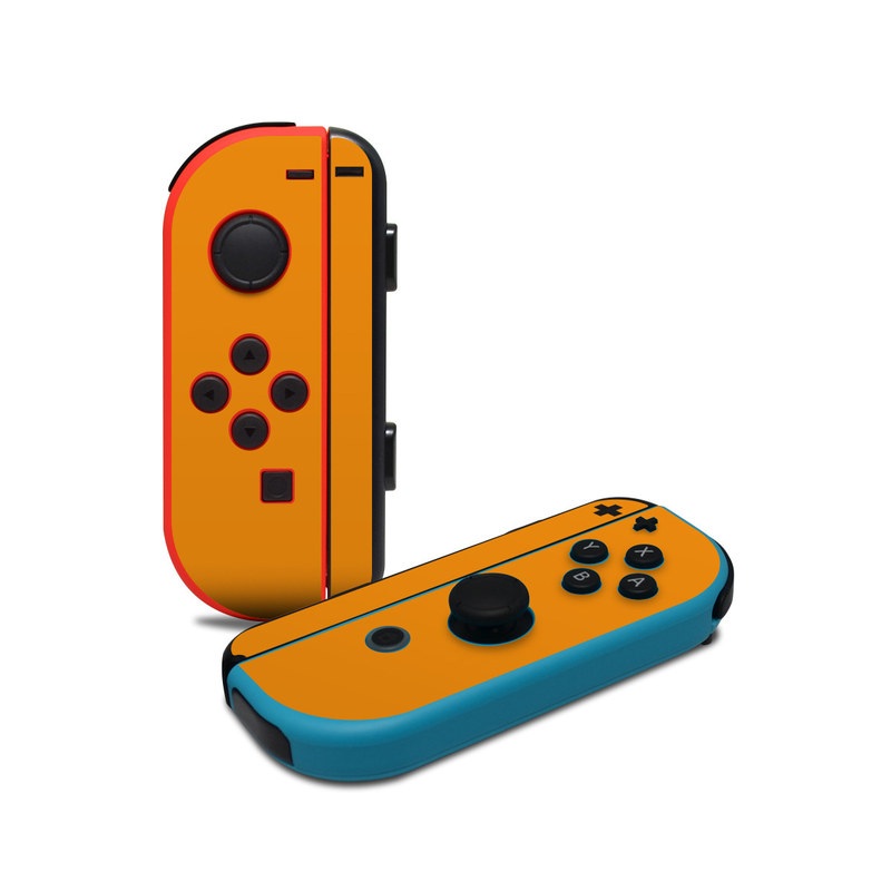 Nintendo Switch JoyCon Controller Skin design of Orange, Yellow, Brown, Text, Amber, Font, Peach, with orange colors