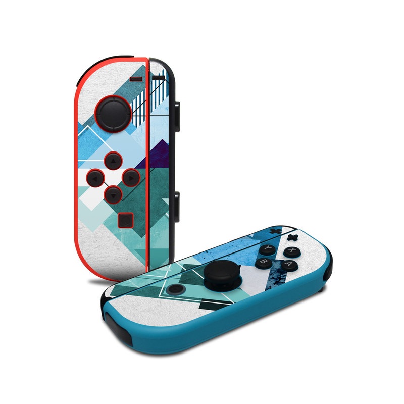 Nintendo Switch JoyCon Controller Skin design of Blue, Turquoise, Illustration, Graphic design, Design, Line, Logo, Triangle, Graphics, with gray, blue, purple colors