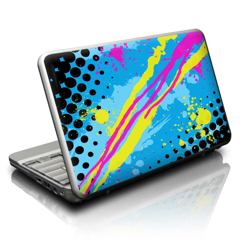 Netbook Skin design of Blue, Colorfulness, Graphic design, Pattern, Water, Line, Design, Graphics, Illustration, Visual arts, with blue, black, yellow, pink colors