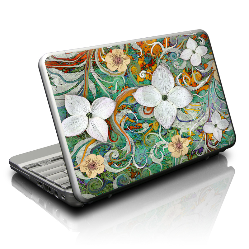 Netbook Skin design of Flower, Pattern, Plant, Wildflower, Floral design, Petal, Art, Painting, Visual arts, Wallpaper, with gray, black, green, blue, red colors