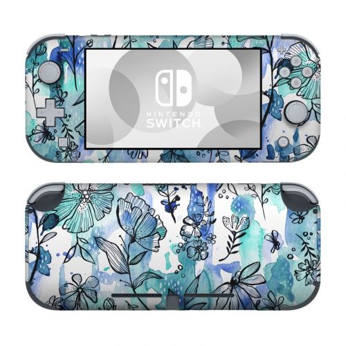 Blue Ink Floral Nintendo Switch Lite Skin