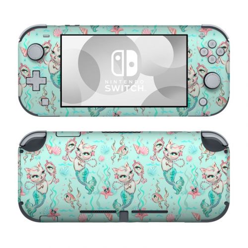 Merkittens with Pearls Aqua Nintendo Switch Lite Skin