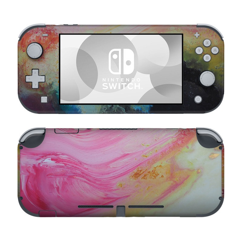 Nintendo Switch Lite Skin design of Painting, Modern art, Acrylic paint, Art, Pink, Watercolor paint, Visual arts, Paint, Artwork, Magenta, with pink, yellow, orange, blue, black, red colors