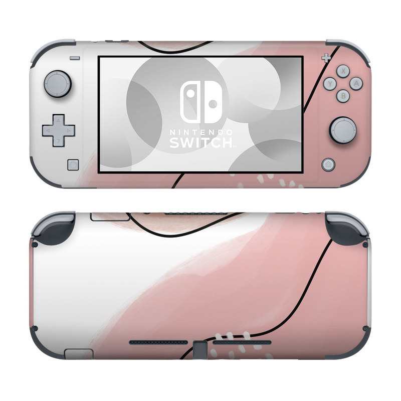 Nintendo Switch Lite Skin design of Skin, Pink, Nose, Peach, Shoulder, Lip, Neck, Line, Joint, Ear, Footwear, Material Property, Clip Art, Graphics, Illustration, with white, pink, brown, black colors
