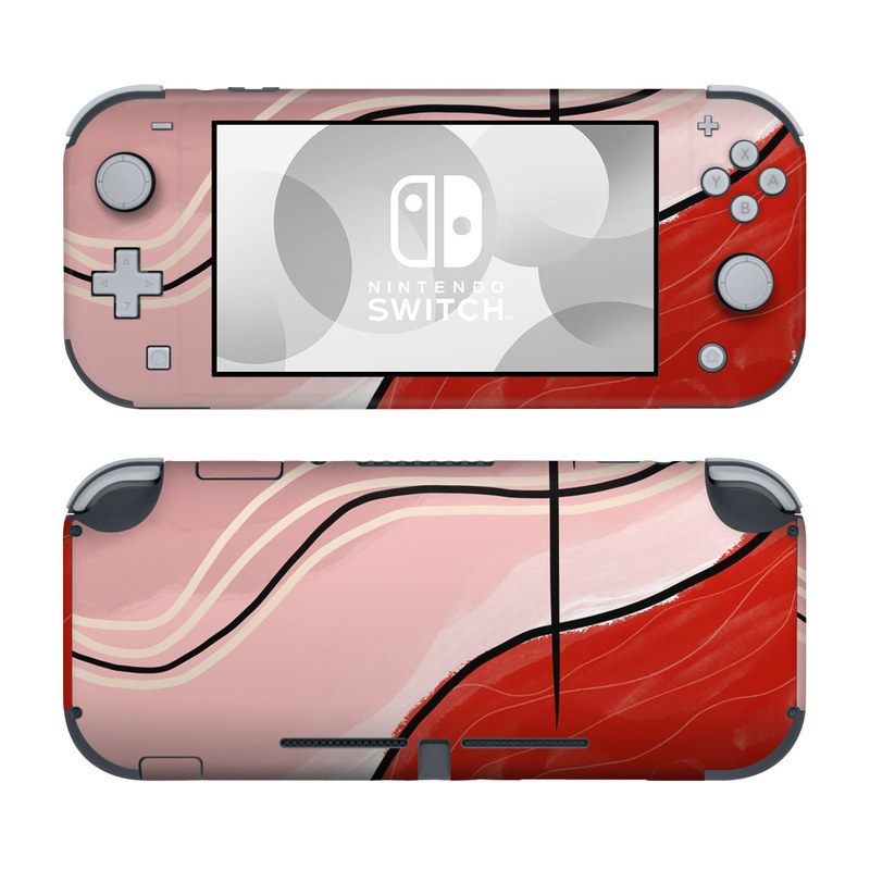 Nintendo Switch Lite Skin design of Red, Line, Lip, Material Property, Mouth, Illustration, Graphics, Liquid, Modern Art, Graphic Design, Art, with white, black, brown, red colors