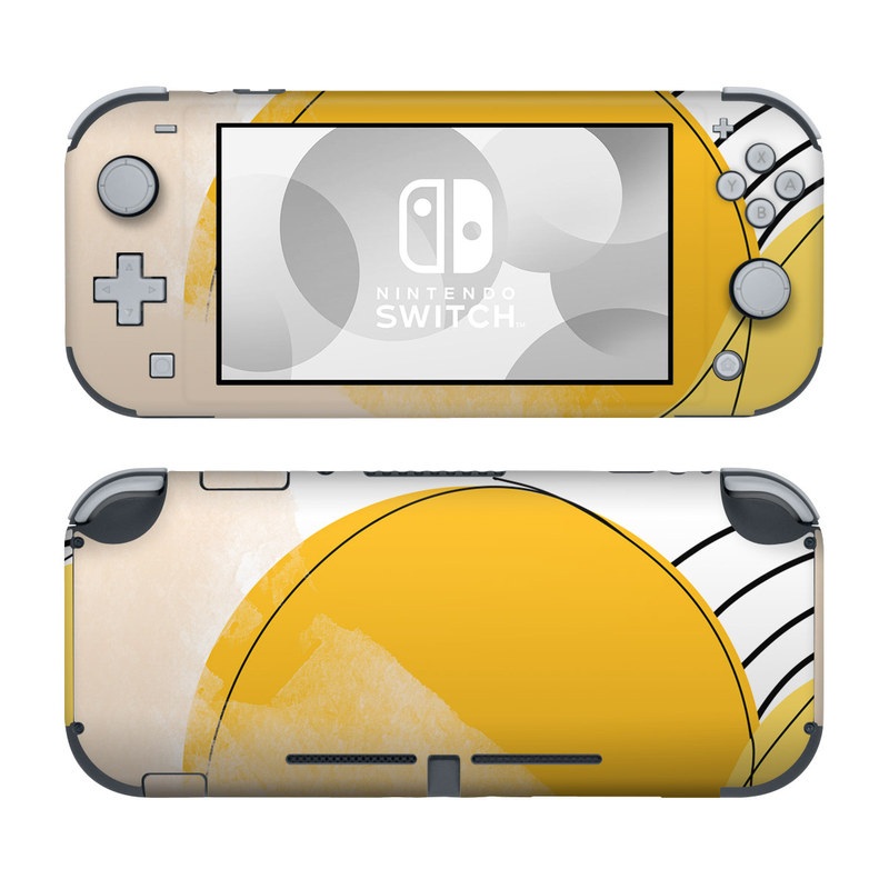 Nintendo Switch Lite Skin design of Yellow, Line, Illustration, Graphics, with white, black, brown, yellow colors