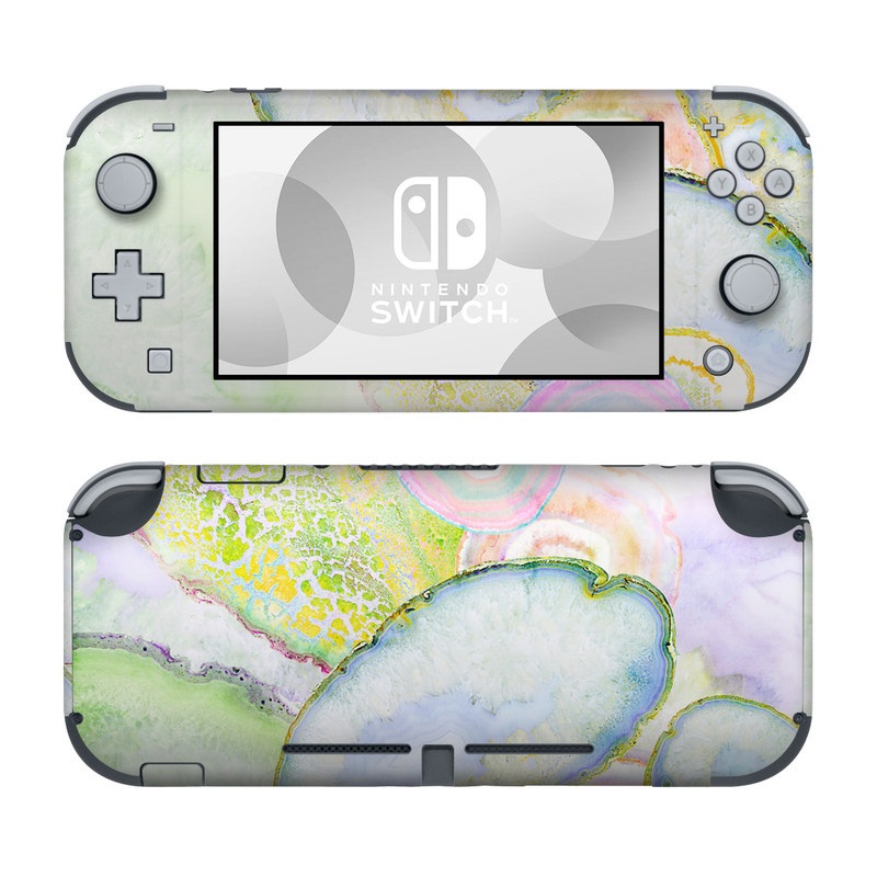 Nintendo Switch Lite Skin design of Watercolor paint, Illustration, Paint, Child art, Art, with blue, purple, green, yellow, pink colors