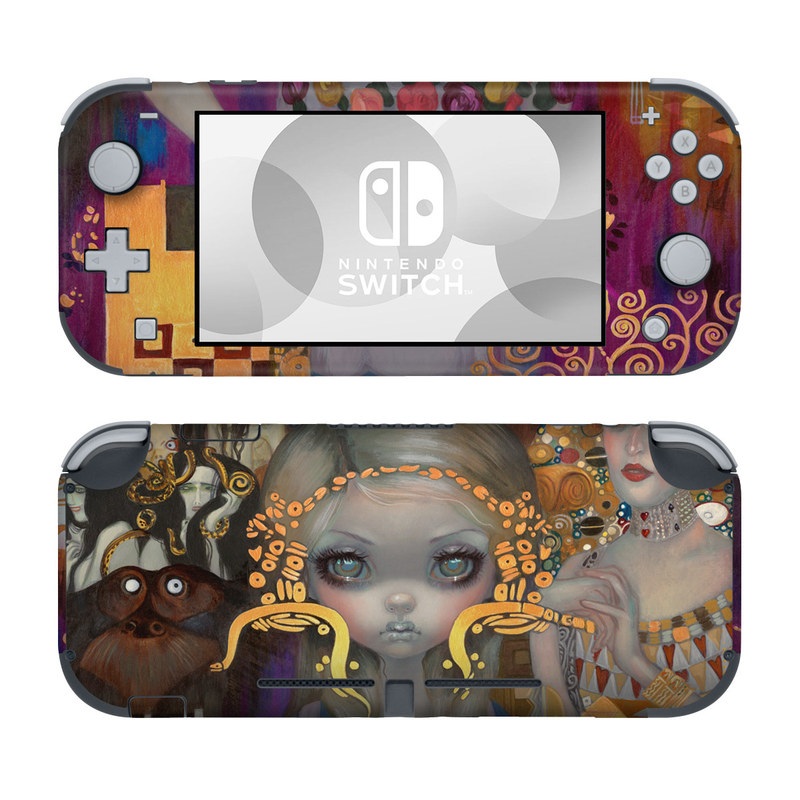 Nintendo Switch Lite Skin design of Art, Temple, Painting, Architecture, Visual arts, Illustration, with yellow, orange, pink, purple, red, brown colors