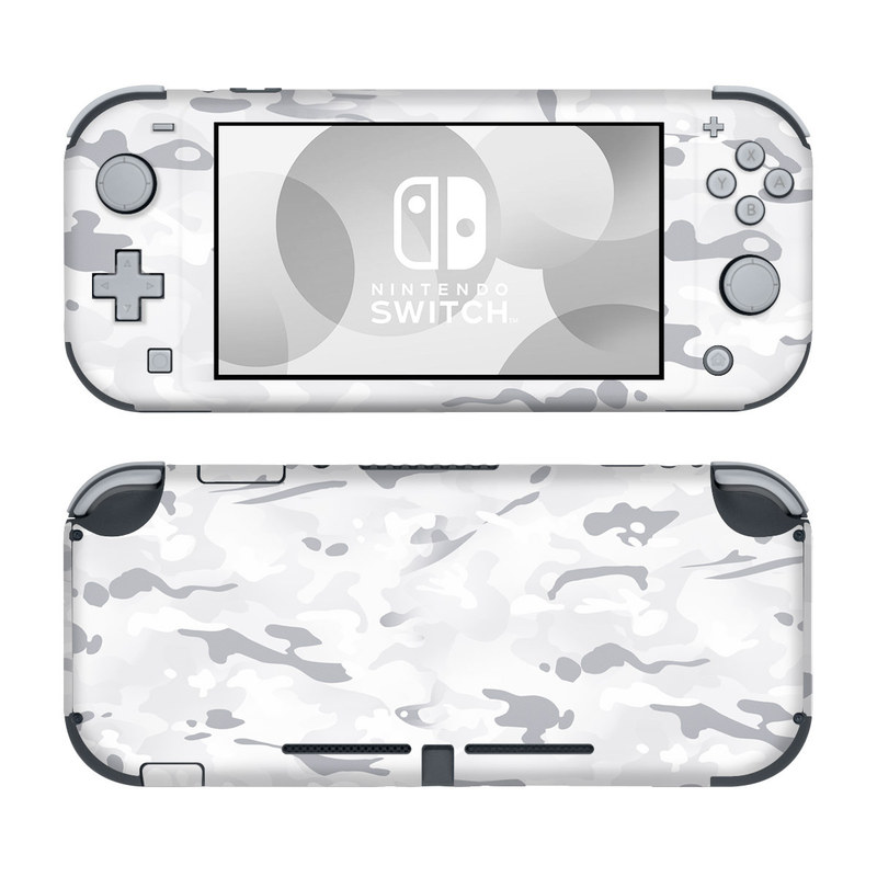 Nintendo Switch Lite Skin design of Vertebrate, Mammal, Grey, Pattern, Monochrome, Art, Monochrome photography, Rock, Font, Winter, with white, gray colors