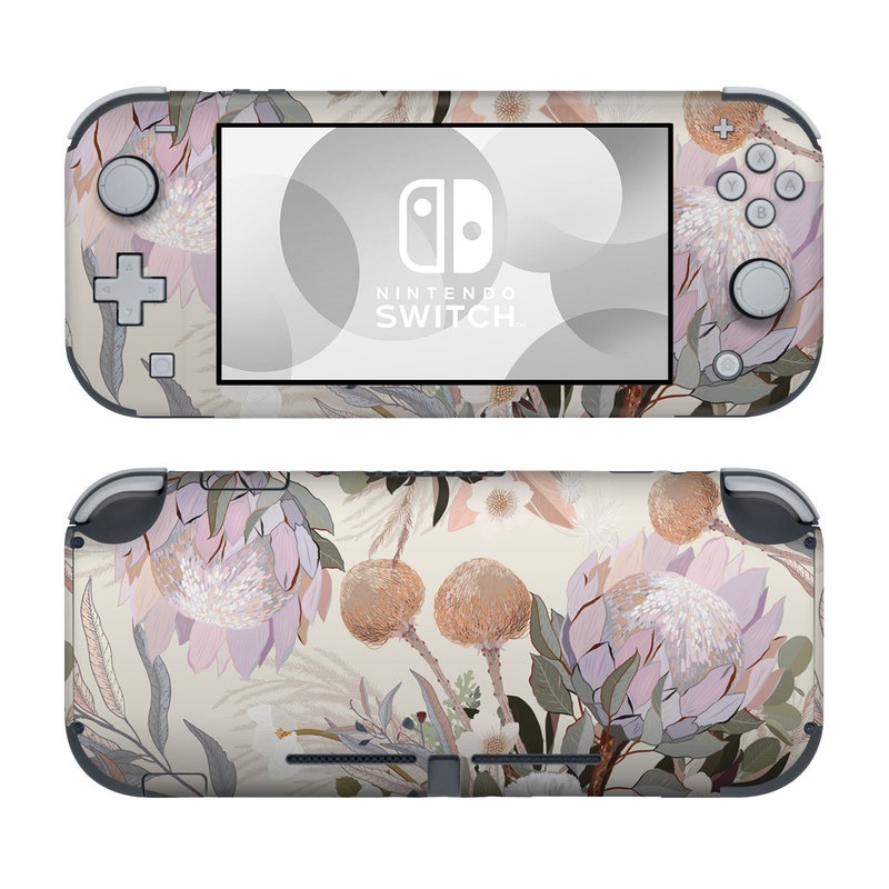 Nintendo Switch Lite Skin design of Flower, Floral design, Watercolor paint, Plant, Spring, Branch, Flower Arranging, Lilac, Floristry, Petal, with pink, purple, green, brown, white, yellow, black colors