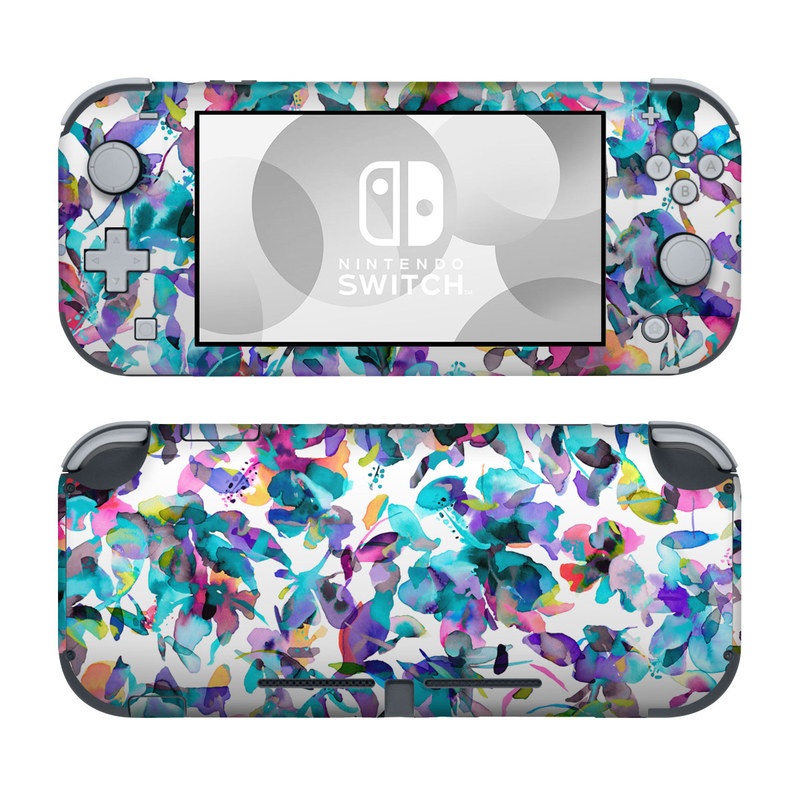 Nintendo Switch Lite Skin design of Pattern, Design, Textile, with white, blue, red, purple, pink, orange, yellow colors