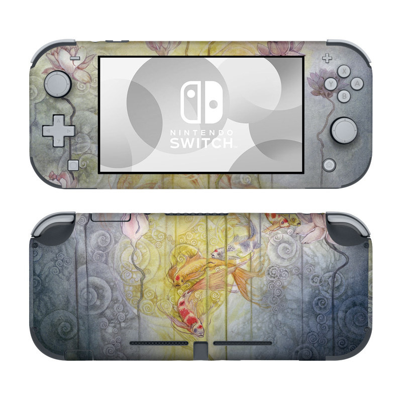Nintendo Switch Lite Skin design of Watercolor paint, Painting, Art, Yellow, Flower, Acrylic paint, Floral design, Visual arts, Modern art, Illustration, with blue, red, orange, pink, yellow colors