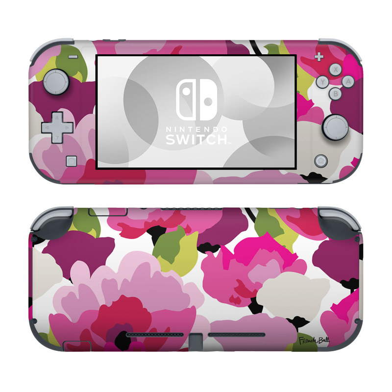 Nintendo Switch Lite Skin design of Pink, Flower, Pattern, Petal, Plant, Floral design, Design, Botany, Magenta, Anemone, with white, pink, green, red colors