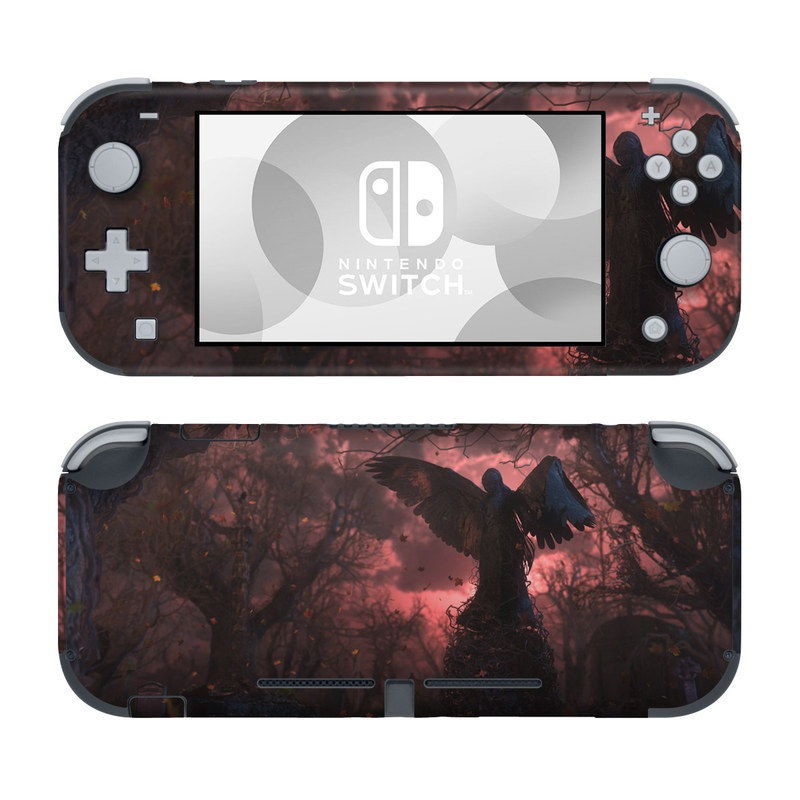 Nintendo Switch Lite Skin design of Nature, Sky, Atmospheric phenomenon, Tree, Atmosphere, Darkness, Night, Screenshot, Cg artwork, Fictional character, with black, red colors