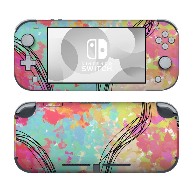 Nintendo Switch Lite Skin design of Pattern, Line, Graphic Design, Design, Visual Arts, Art, Plant, Wallpaper, Illustration, Cg Artwork, with black, white, red, pink, blue, green, yellow, orange, brown colors