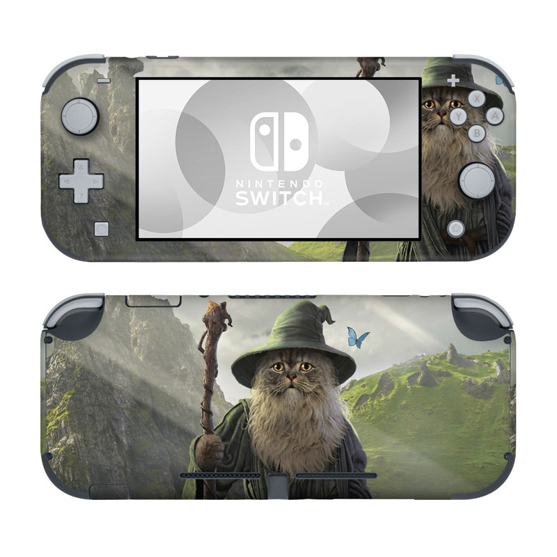 Nintendo Switch Lite Skin design of Beard, Facial hair, Illustration, Mythology, Magician, Fictional character, Cg artwork, Games, Art, with green, gray, brown, blue, green, white, yellow, black colors