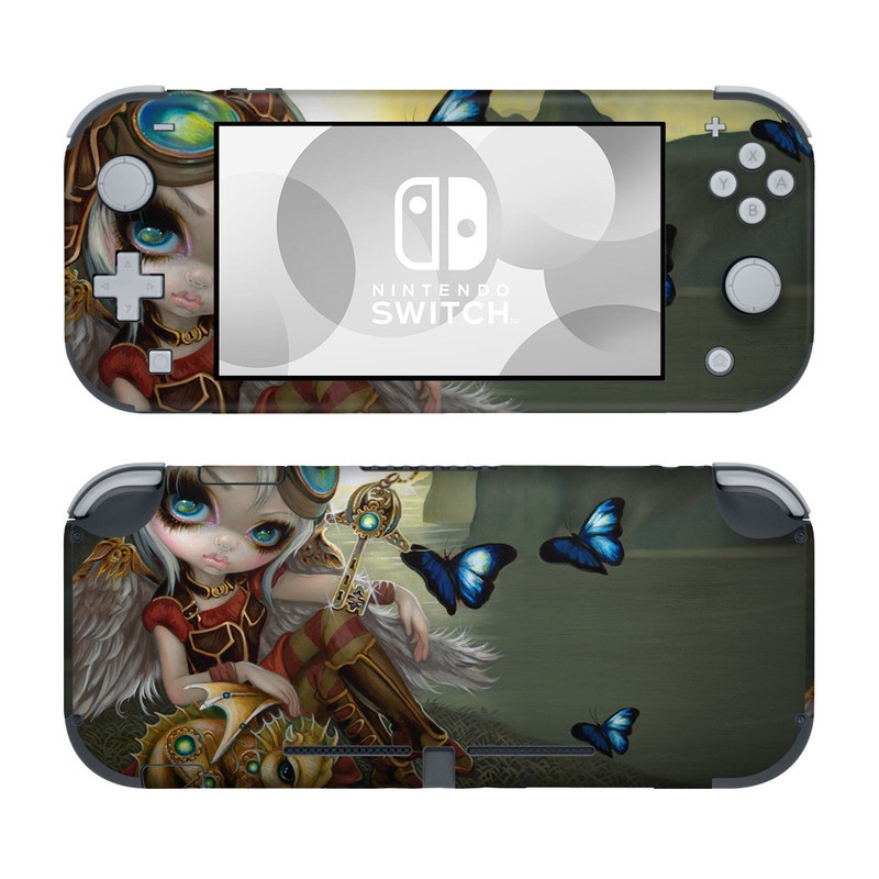Nintendo Switch Lite Skin design of Cg artwork, Illustration, Fictional character, Art, Mythology, Games, Massively multiplayer online role-playing game, with black, green, red, yellow, brown, blue colors