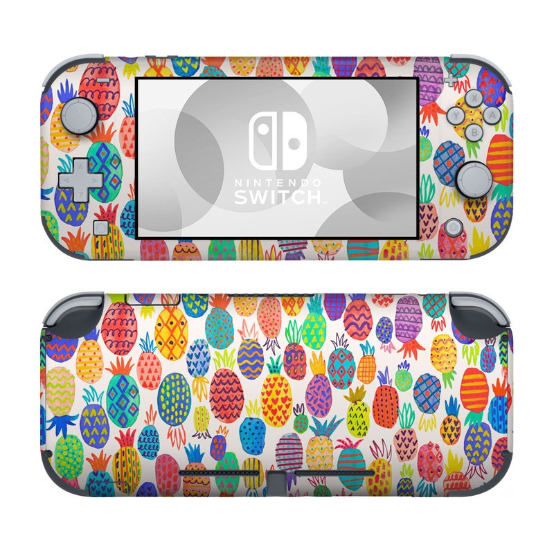 Nintendo Switch Lite Skin design of Colorfulness, Textile, Art, Line, Circle, Symmetry, Pattern, Electric blue, Visual arts, Design, with white, red, blue, green, yellow, purple, pink colors