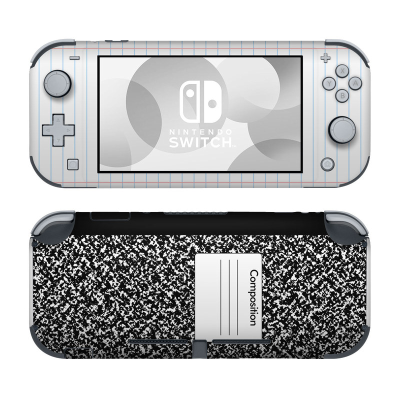 Nintendo Switch Lite Skin design of Text, Font, Line, Pattern, Black-and-white, Illustration, with black, gray, white colors