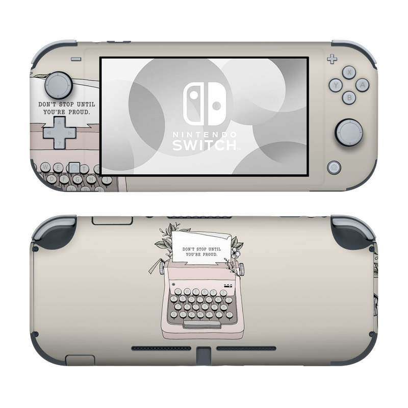 Nintendo Switch Lite Skin design of Typewriter, Office equipment, Space bar, Office supplies, Illustration, with black, white, pink colors