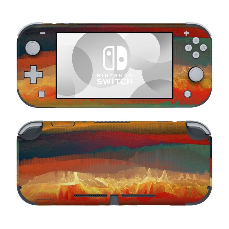 Nintendo Switch Lite Skin design of Sky, Red, Horizon, Afterglow, Orange, Painting, Acrylic paint, Watercolor paint, Sunset, Geological phenomenon, with red, blue, green, yellow, orange, white colors